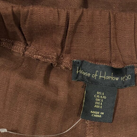House Of Harlow 1960 Womens Wide-Leg Crop High-Waist Brown Pants Size L - Picture 4 of 6